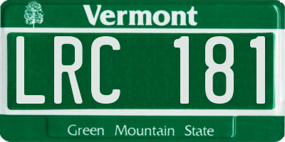 VT license plate LRC181