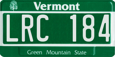 VT license plate LRC184