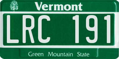 VT license plate LRC191