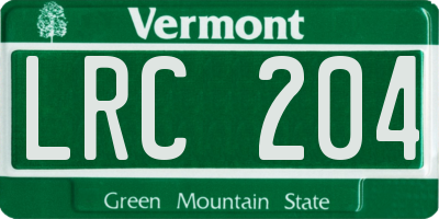 VT license plate LRC204