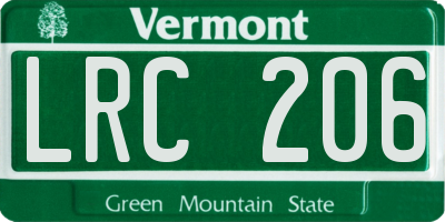VT license plate LRC206