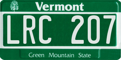 VT license plate LRC207