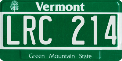 VT license plate LRC214