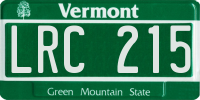 VT license plate LRC215