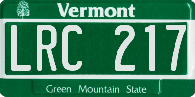 VT license plate LRC217