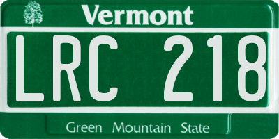 VT license plate LRC218