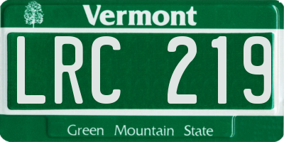 VT license plate LRC219