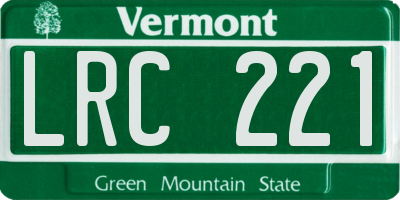 VT license plate LRC221