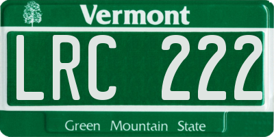 VT license plate LRC222