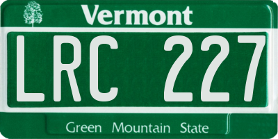 VT license plate LRC227