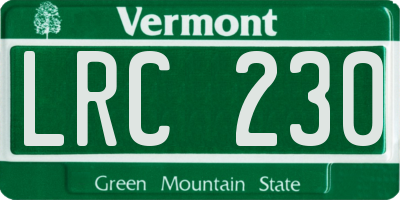 VT license plate LRC230