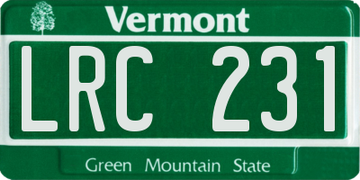 VT license plate LRC231