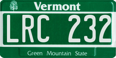 VT license plate LRC232