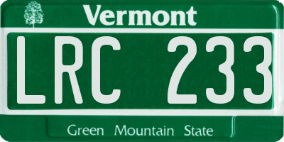 VT license plate LRC233