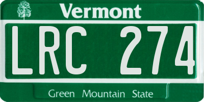 VT license plate LRC274