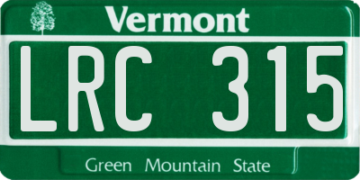 VT license plate LRC315