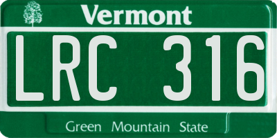 VT license plate LRC316