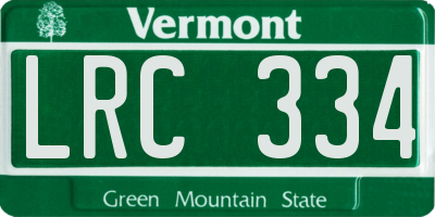 VT license plate LRC334