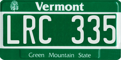 VT license plate LRC335