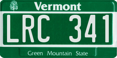 VT license plate LRC341