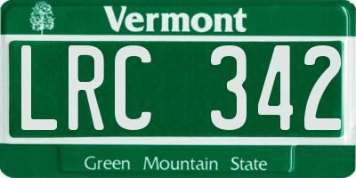 VT license plate LRC342