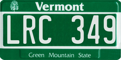 VT license plate LRC349