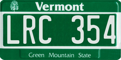 VT license plate LRC354