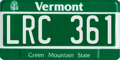 VT license plate LRC361