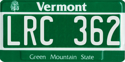 VT license plate LRC362