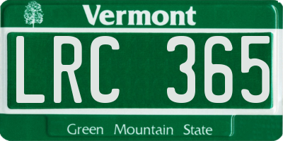 VT license plate LRC365