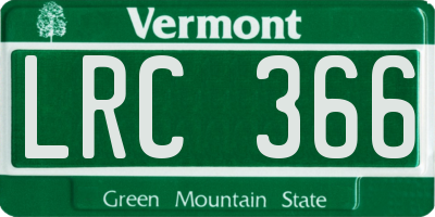 VT license plate LRC366