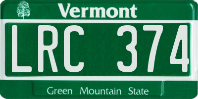 VT license plate LRC374
