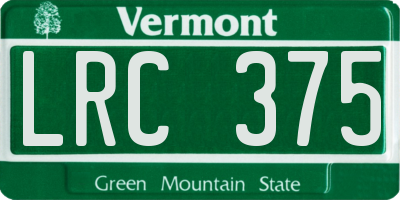 VT license plate LRC375
