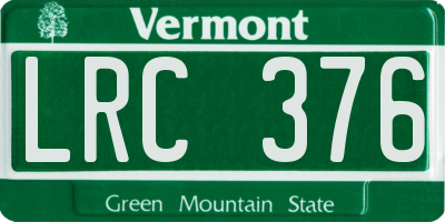 VT license plate LRC376