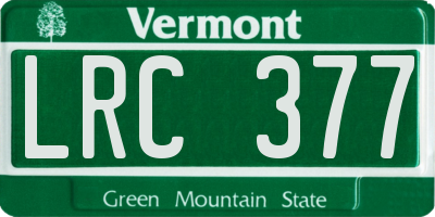 VT license plate LRC377