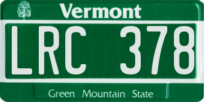 VT license plate LRC378
