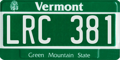VT license plate LRC381