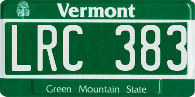 VT license plate LRC383