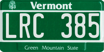 VT license plate LRC385