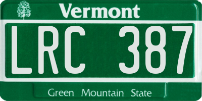 VT license plate LRC387