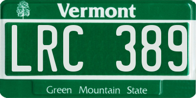 VT license plate LRC389