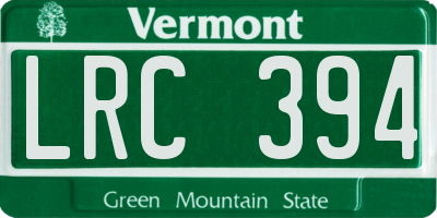 VT license plate LRC394
