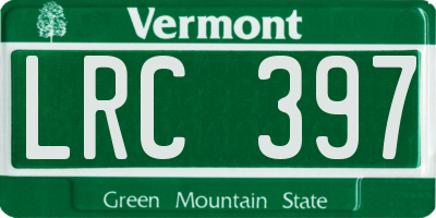 VT license plate LRC397