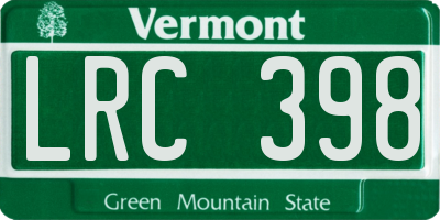VT license plate LRC398