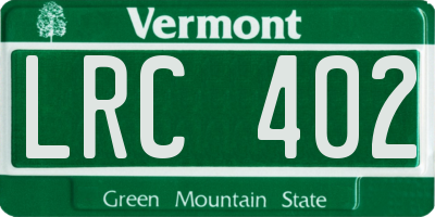 VT license plate LRC402