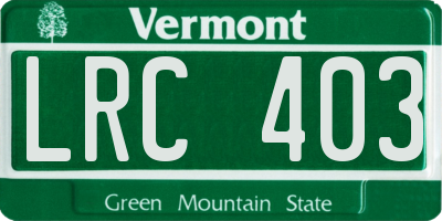 VT license plate LRC403