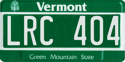 VT license plate LRC404