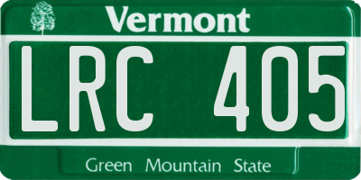 VT license plate LRC405