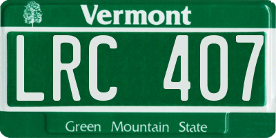 VT license plate LRC407