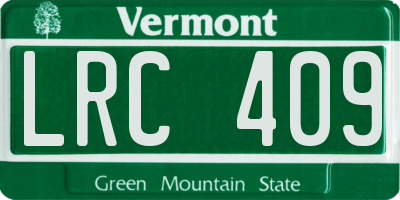VT license plate LRC409